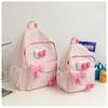 Cute Bowknot Plaid Backpack for Women Girls Large Capacity School Bag Casual Travel Daypack College Student Bookbag