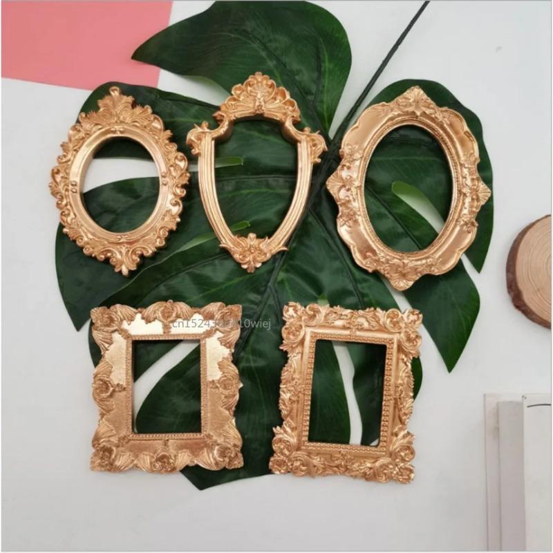 Golden Retro Photo Frame Nail Art Jewelry Decoration Home Decoration Photography Background Shooting Photo Props Picture Frame