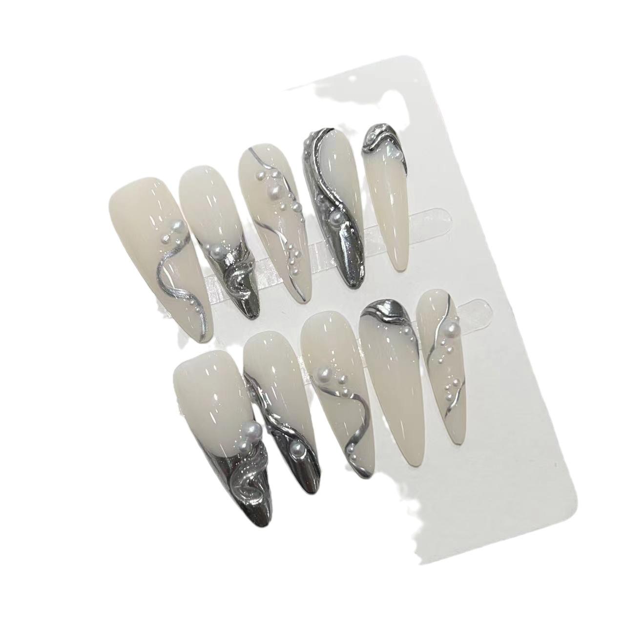 

Чистая броня для ношения на руках с атмосферой высокого класса, Волшебное зеркало, Французский длинный маникюр, Готовое изделие, Съемная, Многоразовая, Фототерапевтическая броня Large L