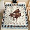 1Pc Piano Guitar Print Flannel Blanket High Quality Warm Comfortable Cover for All Seasons Perfect for Gifts Home Decor