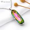 Vintage Elegant Large Oval Crystal Pendant Rose Gold Color Necklace For Women Girls Wedding Luxury Jewelry Gift
