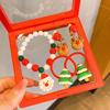 Yousheng 5Pcs/Set Christmas Bracelet Earrings Kit Handmade Kids Colorful Beads Bracelet Santa Claus Reindeer Tree Charm Jewelry Holiday Gift