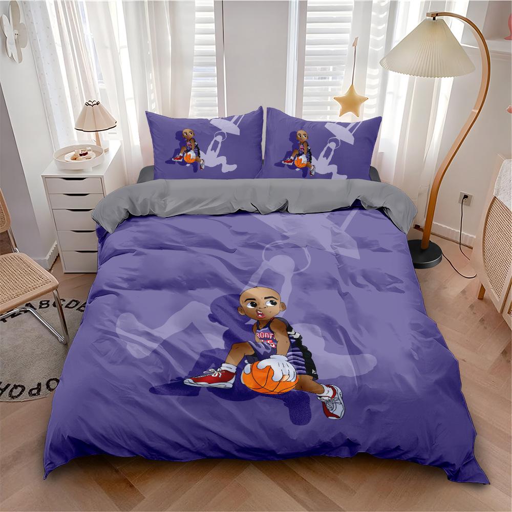 Basketball Star Bedding Set Cute Cartoon Version Of Basketball Star K-Kobe Duvet Cover Pillowcase Twin Queen Size