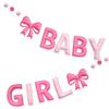 Pink Bow Baby Shower Decorations Pre-Strung Handmade Felt Welcome Baby Sign with Wool Felt Ball Banner for Welcome Home It's a Girl Coquette Baby