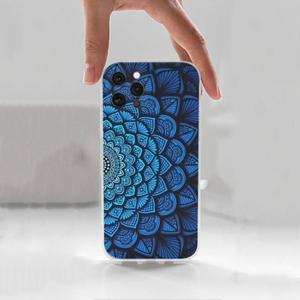 Totem Colorful Flower Mandala For iPhone 12,Mini,16,X,13,XR,15,Pro,17,Plus,11,Max,14,SE,XS,Transparent Soft Cover Case