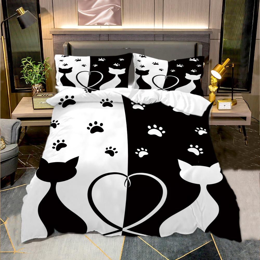 3D Printed Bedding Set: Bed Sheet, Pillowcase, Brushed Fabric