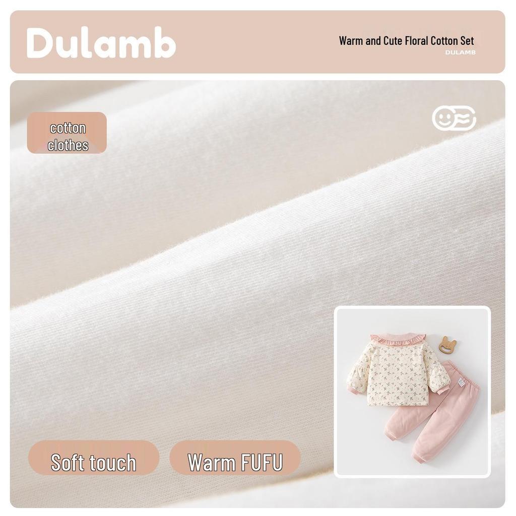 Thickened Infant & Toddler Winter Clothing Set: Cotton-Padded Newborn Pajamas & Children's Homewear for Autumn (Size 90)