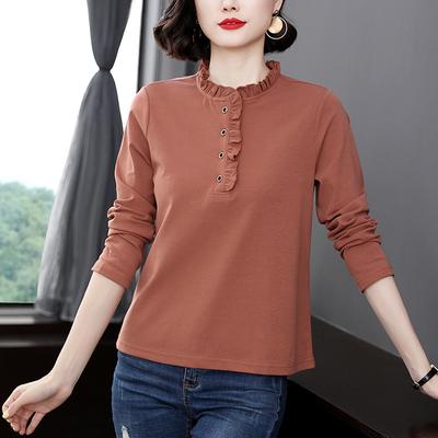 Langarm-T-Shirt für Damen im neuen Stil des Frühjahrs 2024 für Damen mittleren Alters, lockere Oberteile und Unterhemden in großen Größen