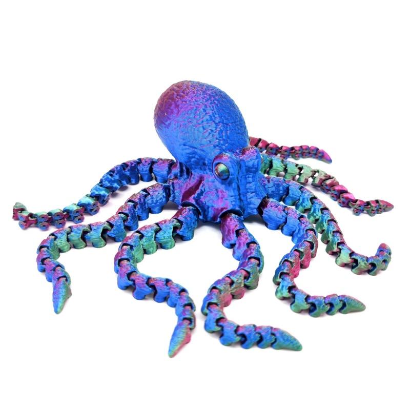 Lebendige Farbe Tiefsee-Oktopus 3D-gedruckte Figur Bewegliche Gelenke Simulationsaugen Vielseitige Schreibtischdekoration