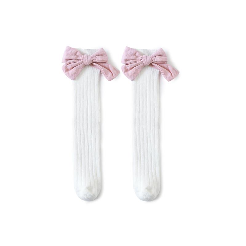 Children's Socks Summer Lolita Wooden Ear Mesh Ribbon Large Bow Mid-tube Socks for Girls