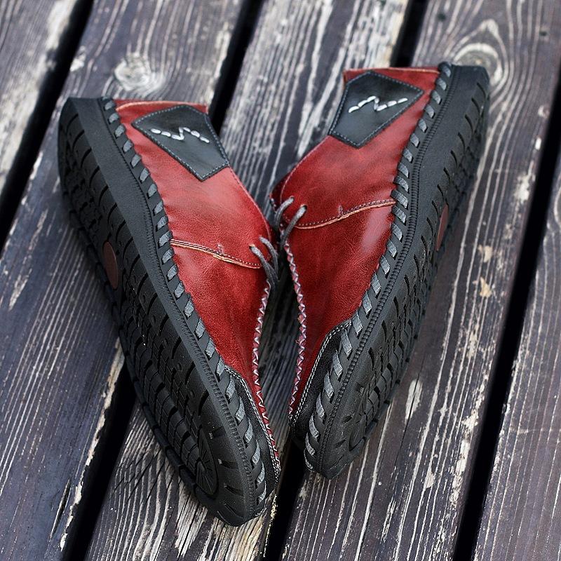 Spring and Autumn Men's Leather Shoes Hand-sewn Men's Shoes Casual Men's Casual Leather Shoes Foreign Trade Classic Large Size Casual Shoes