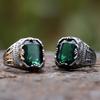 new men Stainless Steel  Crown Totem With green Zircon Ring Geometric For Anniversary Party Wedding Luxury jewelry
