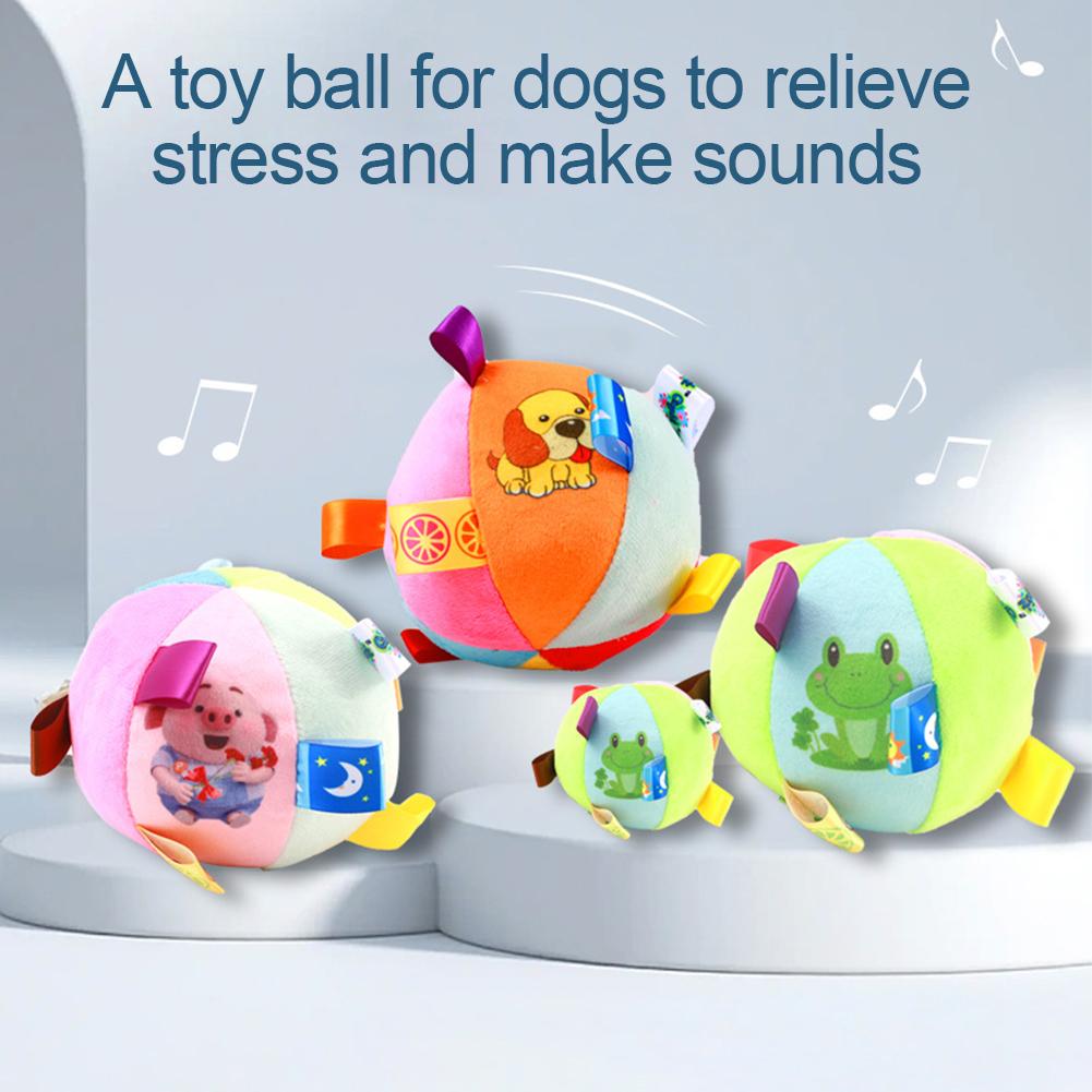 Interactive Ball Dog Toy for Aggressive Chewers Training Decompress Bite Resistant Plush Handle Dog Toys with Bells Pet Supplies