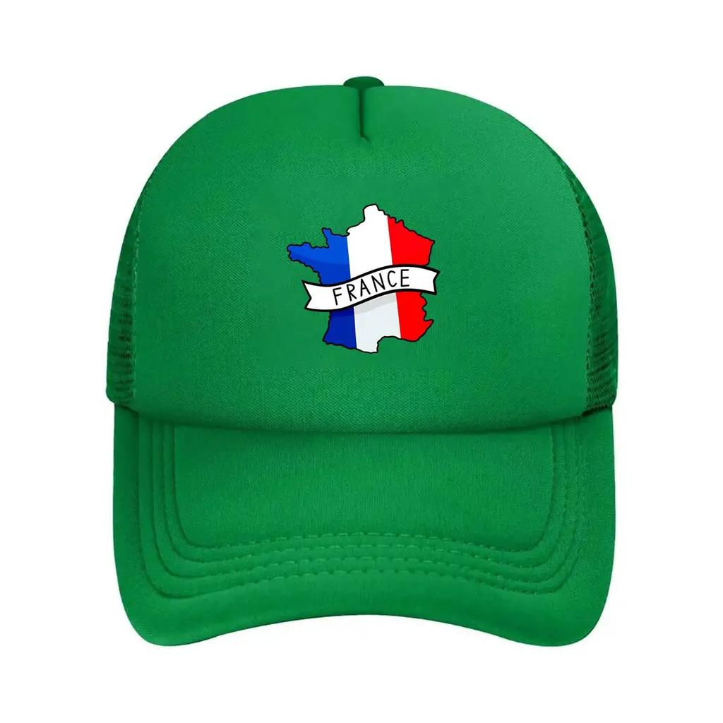France Flag Map Sticker Mesh Baseball Cap