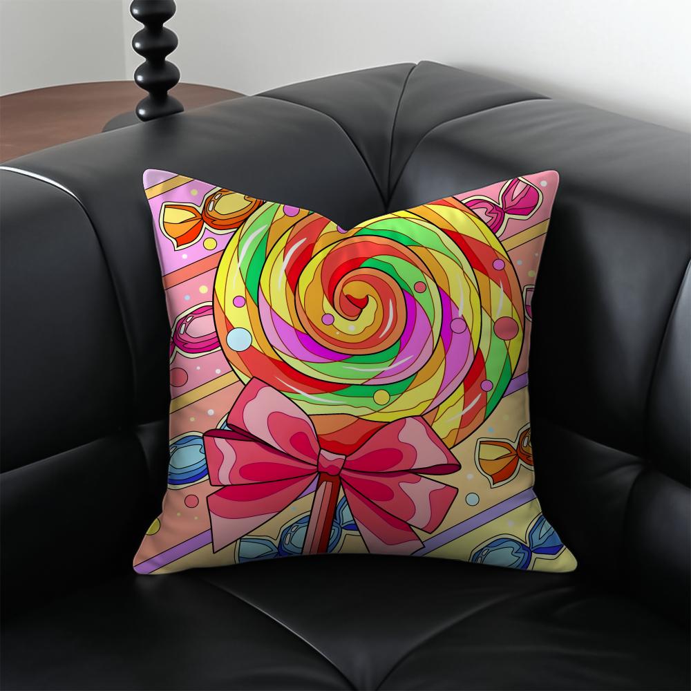 Sweet Candy Pillow Girly Cushion Cover Pillow Case Anti-Dustmite Invisible Zipper Silky Plush Cushion