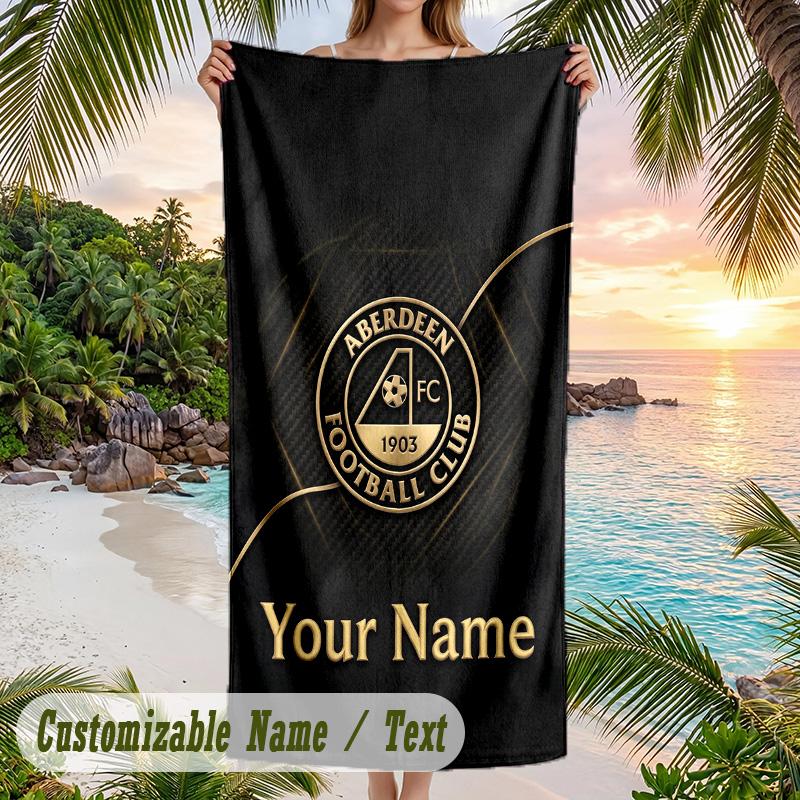 Beach Towel Aberdeen FC Print Custom Name Text Soft Towel for Swimming Pool