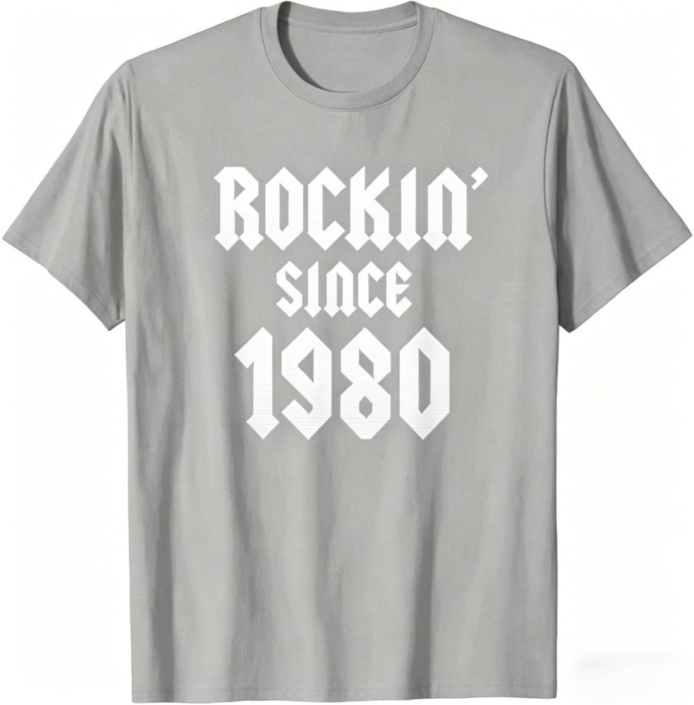 2026 Summer Hot Sale Unisex Rockin Since 1980 Graphic T Shirt Rock Music Casual Loose Short Sleeve Streetwear Tee Tops Highquality
