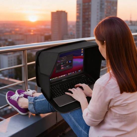 Yousheng Outdoor Protetor Solar para Laptop Leve Dobrável Capuz de Privacidade para Tela de Laptop Portátil Tecido Oxford Capa Protetora para Sol de Computador Externo