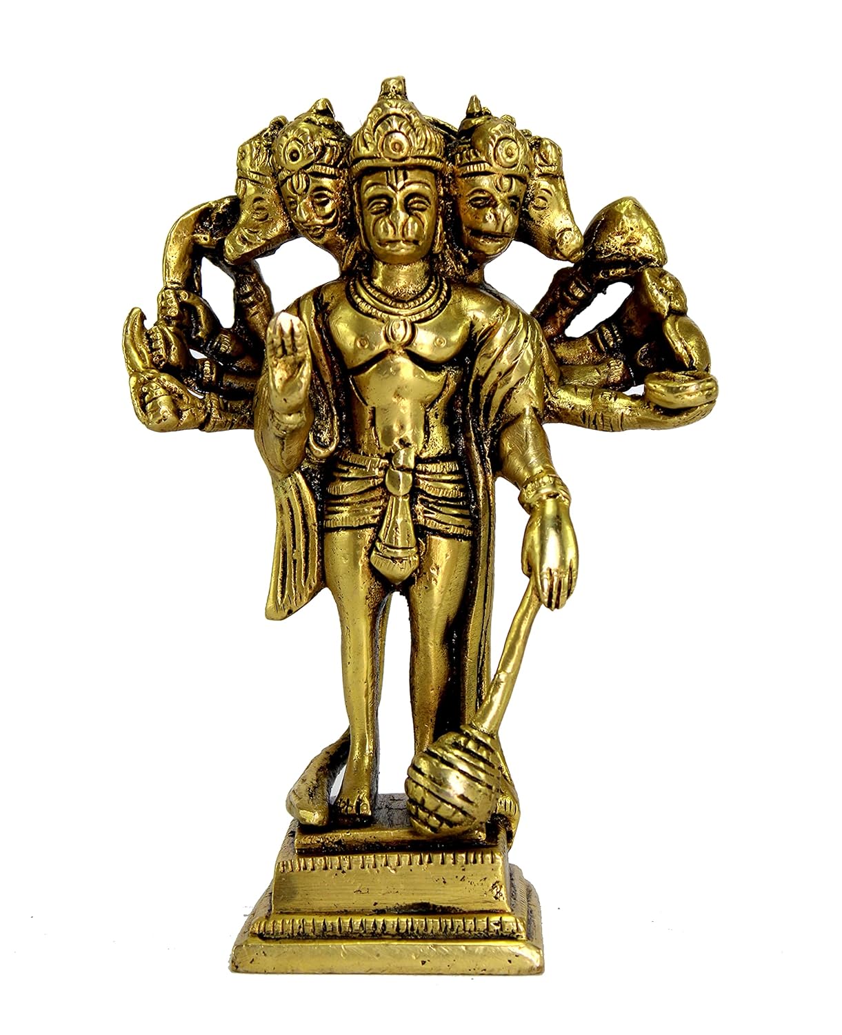 Panchmukhi Hanuman Ji, Anjaneya Pavan Putra Bajrang Bali Idol, Golden Brass Idol