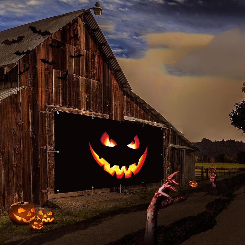 6x13ft Pumpkins Halloween Garage Door Decorations Halloween Garage Door Cover for Home Outdoor Indoor Spooky Party Wall Window
