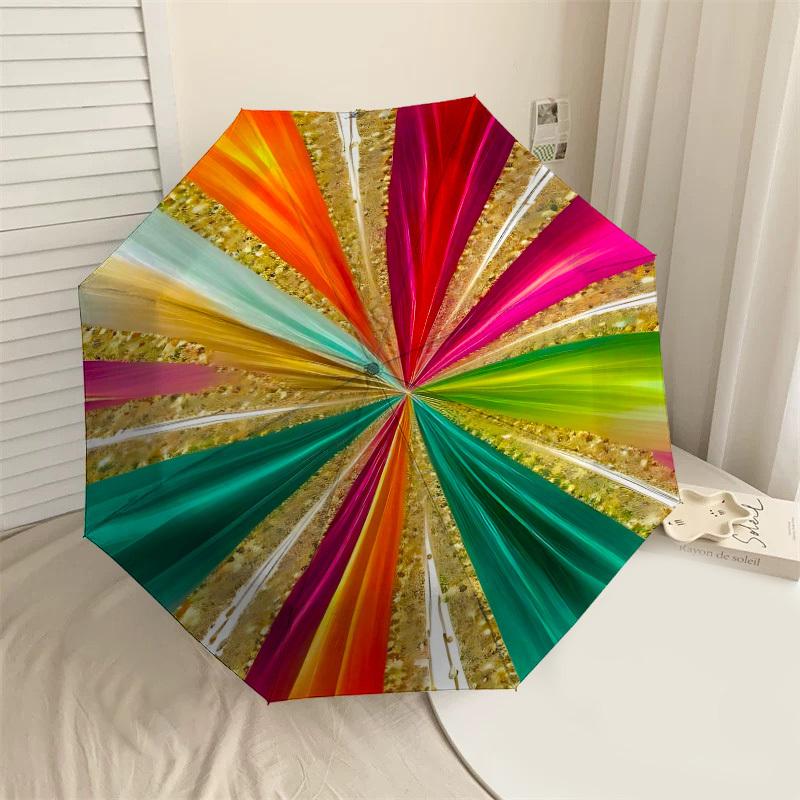 

1PC abstract colorful Automatic Open/Close Umbrella Compact Folding Umbrella with 8-Rib Shaft lightweight esign, Highquality Fabric1208A
