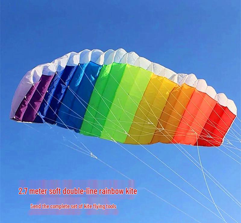 Soft Rainbow Double Line Stunt Kite - New Style Umbrella Power Kite
