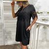 YYFS Women's Fashion Summer Spring Solid Color Print Lace Short Sleeve O-Neck Casual Dresses