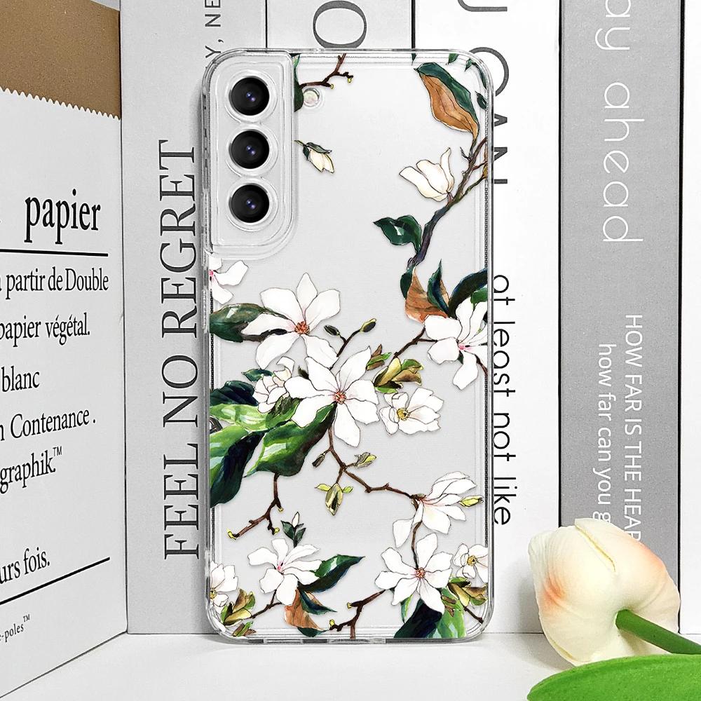 Cute Flower Painted Clear Phone Case for Samsung A55 A54 A53 A51 A70 A32 A31 A22 A13 5G Ultra Soft Covers Colorful Floral Fundas