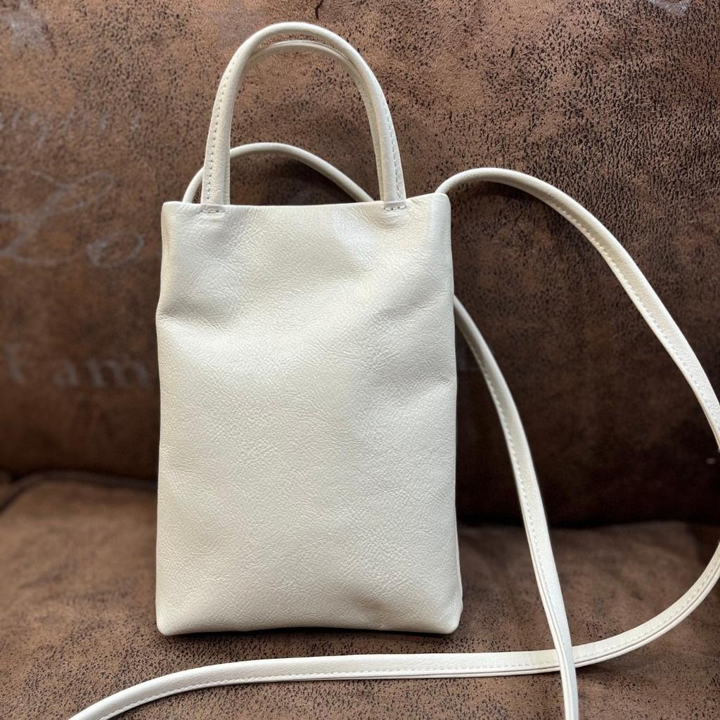 Leather Women'S Bag, Mobile Phone Bag, High-End Small Bag, First Layer Cowhide Niche Design, Portable Oblique Span Bag