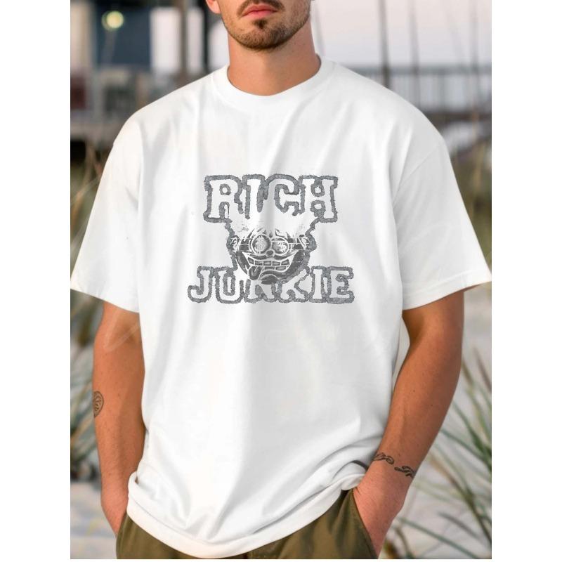 

European Size Men s White Polyester T - shirt: Rich Junkie Emblem Design 4XL білий