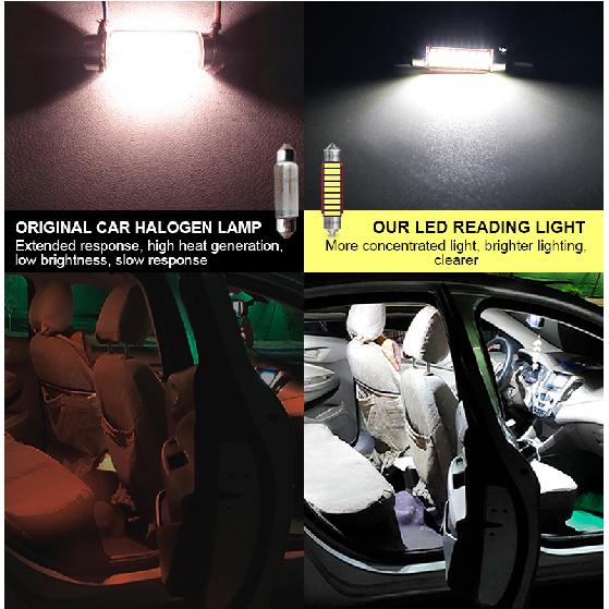6X Festoon Led C5W 31 36 39 41mm Car Lights Canbus 7020SMD Dome Light 12V 4000K 6000K Warm White Crystal Blue License Plate Lamp Dome Lights 6