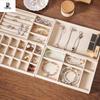 Velvet Jewelry Organizer Tray with Dividers for Necklaces, Earrings, and Rings