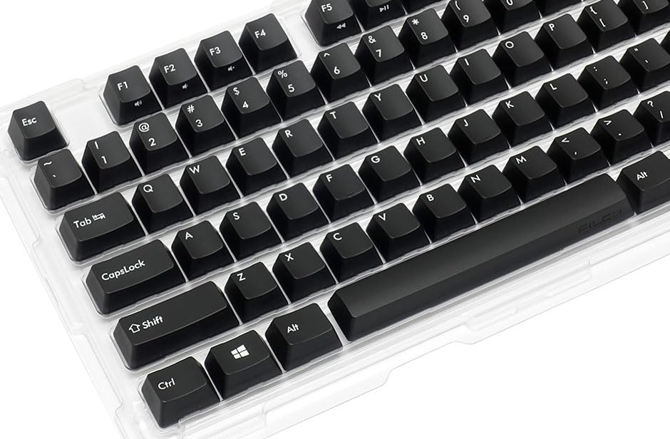 FILCO PBT Two-Color Molded Keycap Set for Majestouch, 104 Keys, English Layout, with Key Puller, Black (FKCS104EBTZ)