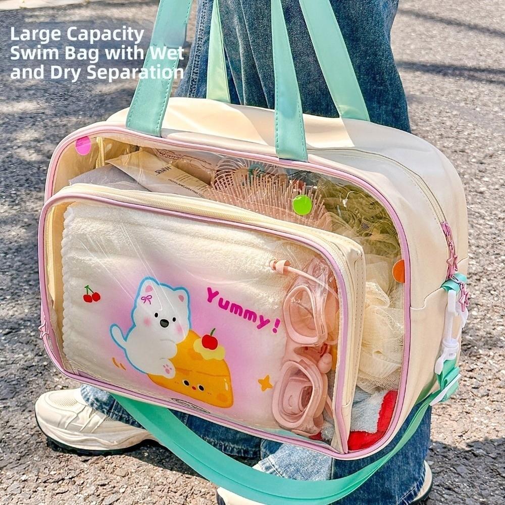 Wet Dry Separation Swim Handbag Shoe Compartment Travel Beach Bag Girls Toiletry Bag Outdoor Use