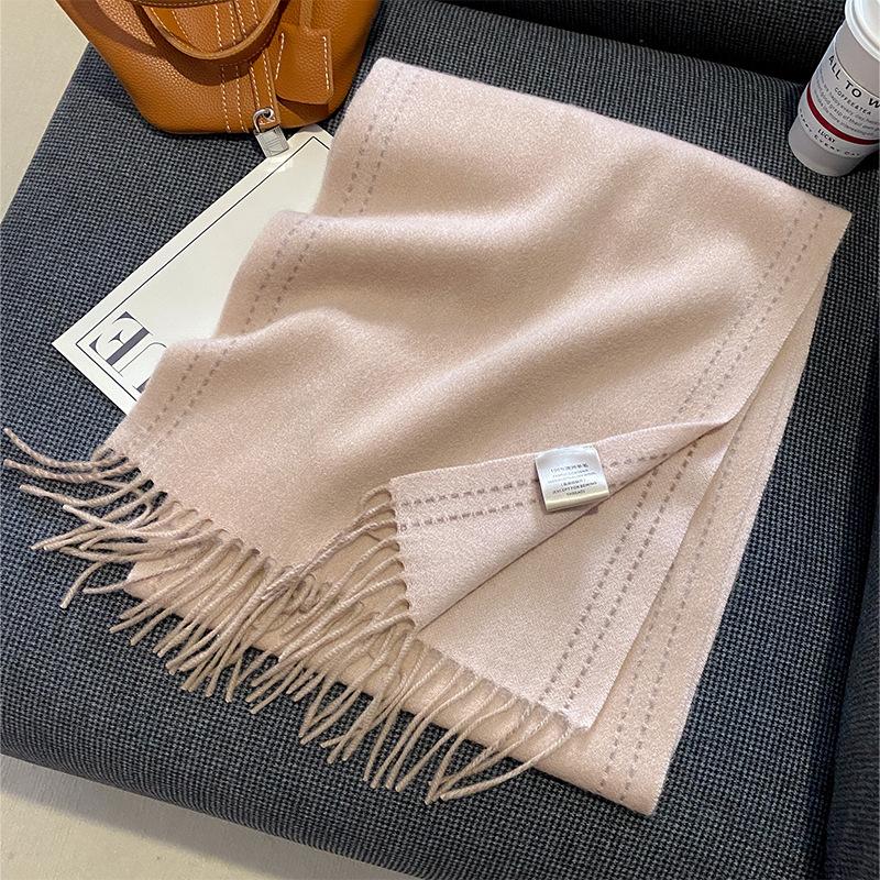Autumn and Winter Korean Style Fashionable Pure Wool Scarf for Women Versatile and Warm Wool Scarf New Comfortable and Thickened Shawl