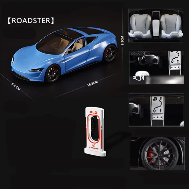 

1:24 Tesla model S Roadster MODEL Y Model 3 Children s advanced ornaments, gifts, and toys with sound and light alloy models