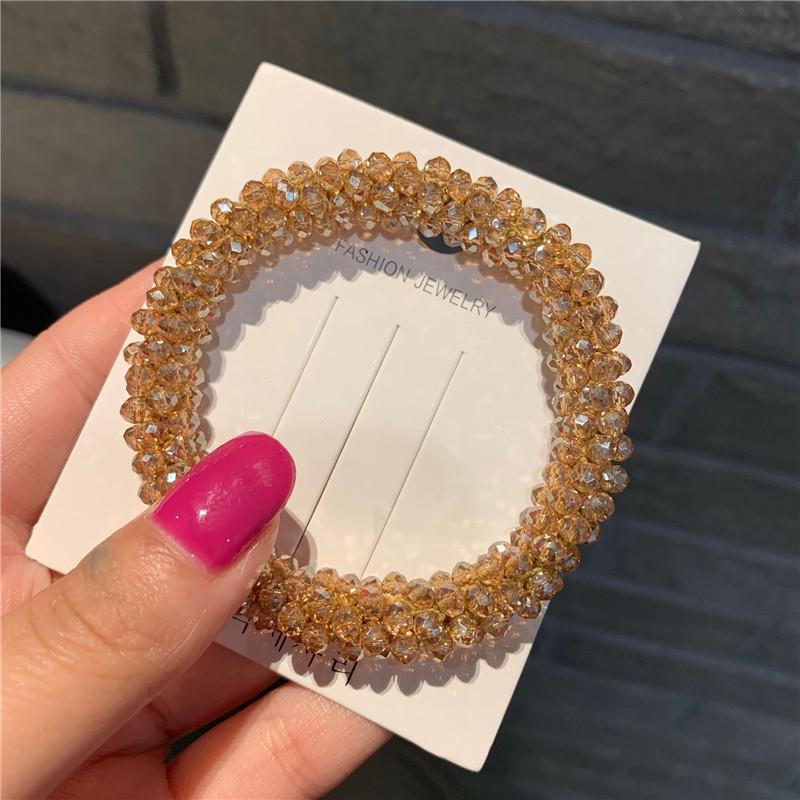 Korean Dongdaemun Crystal Beaded Hair Tie & Bracelet Duo