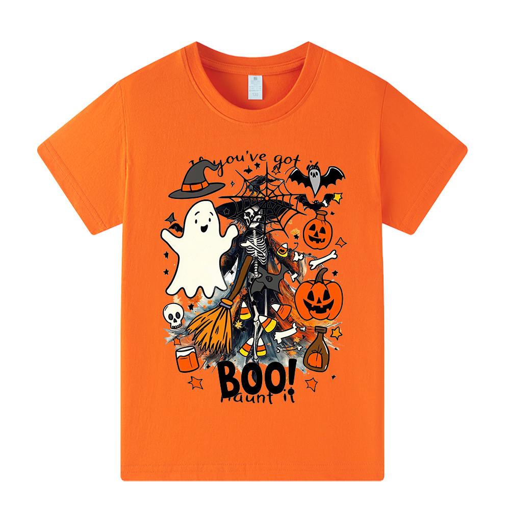 A1653 T-shirt Manches Courtes Halloween Fantôme Garçons Filles