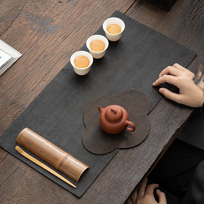 National Style Retro Tea Party, Fragrant Cloud Yarn Double-sided Dry Bubble Table Flag Tablecloth Chinese Zen Tea Mat Teapot Mat