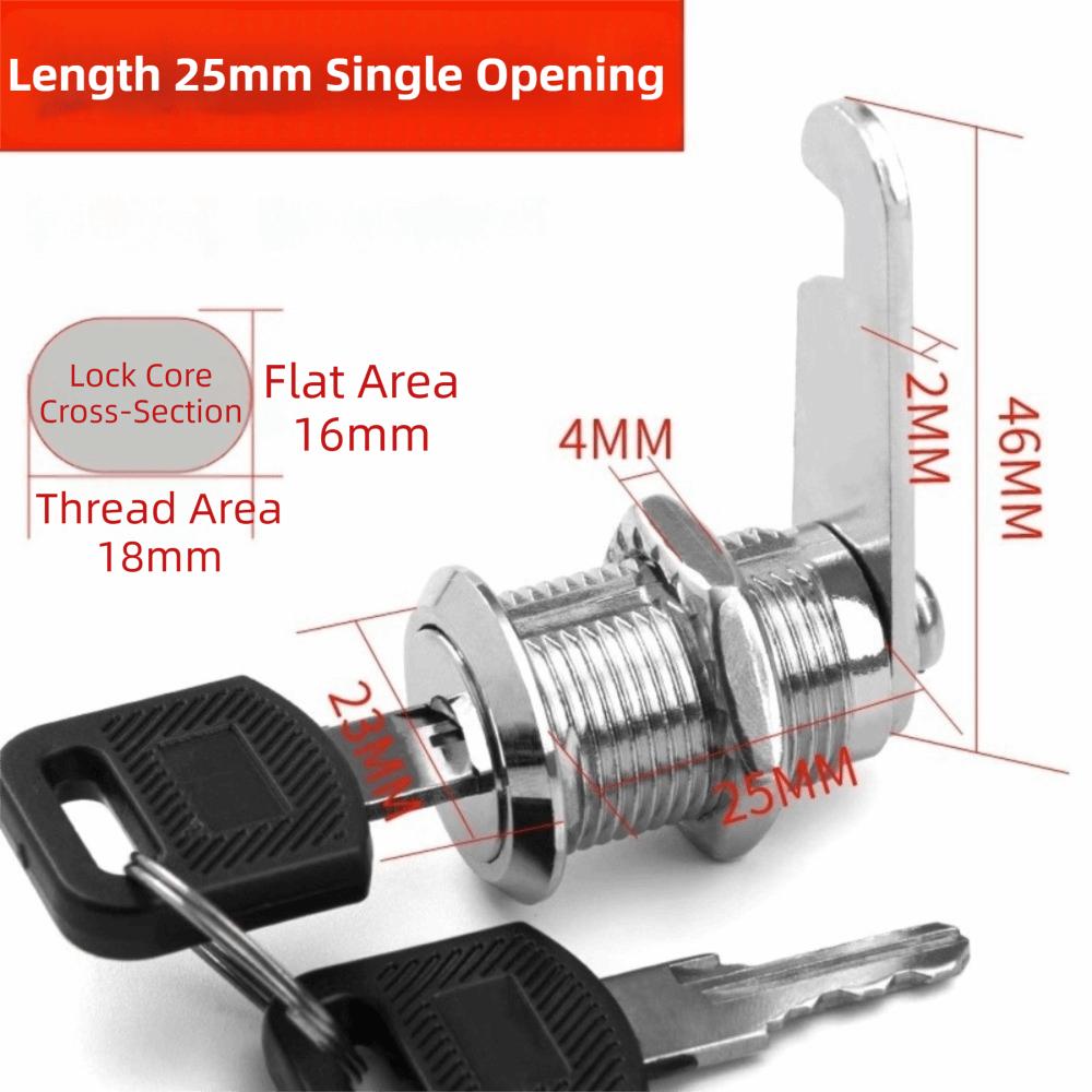 

Practical Single Open Cabinet Lock Metal Cabinet Silver Cam Lock Easy Replacement with 2 Keys Door Lock Cupboard