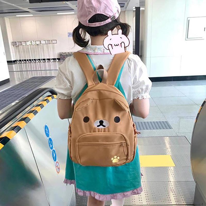 Cartoon Rilakkumas Rucksack für Kinder Kawaii Korilakkuma Stickerei Schultasche Große Kapazität Mädchen Jungen Schüler Schultasche