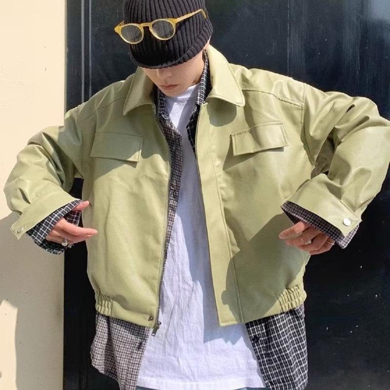 Men's Retro PU Leather Motorcycle Jacket - Casual Street Style