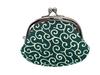 Round Clasp Wallet with Coin Japanese Made In Kyoto [B-andyu] 3.3 Purse, Chirimen, Pattern, (Arabesque (Green))