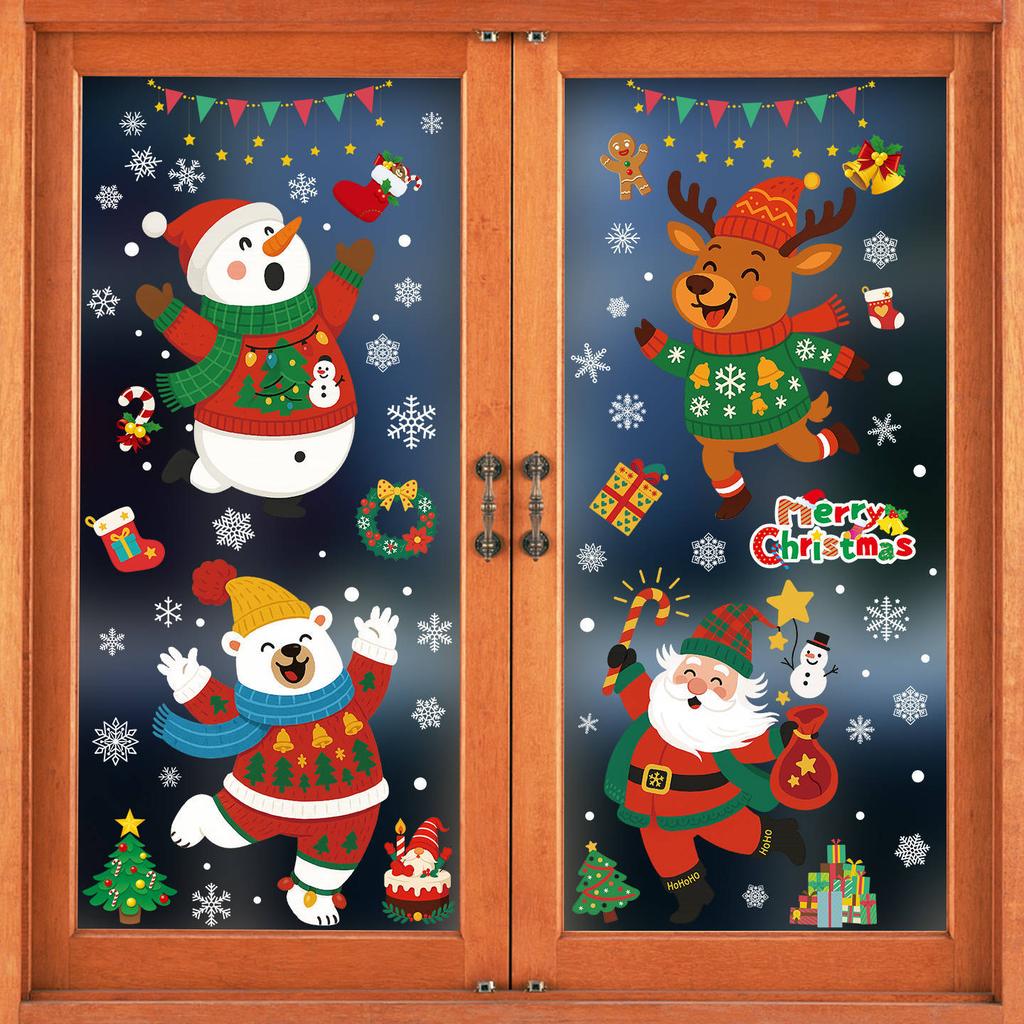Christmas Stickers for Foreign Trade Hot Static Window Glass Stickers Door Stickers Double-sided Window Stickers