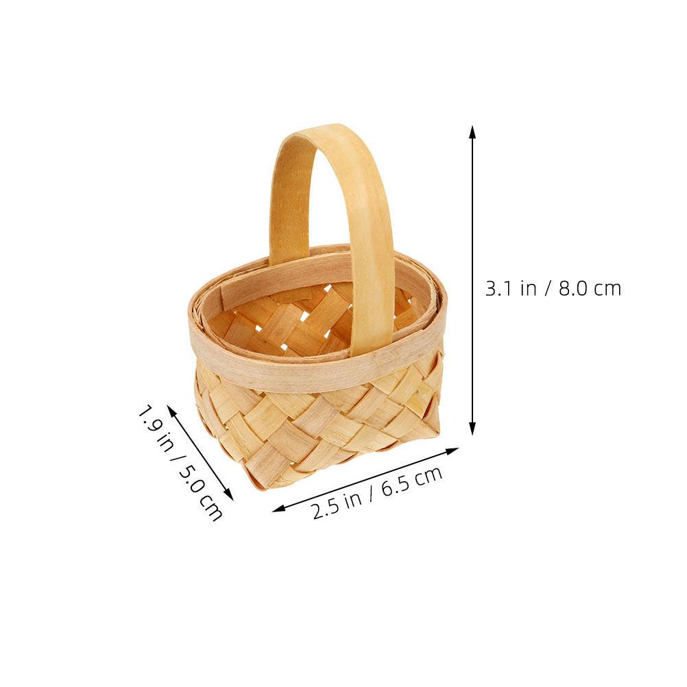 10Pcs Mini Flower Baskets Rustic Wood Material Small Elegant Basket for Gift Wrapping Wedding Banquet Decoration Party Supply