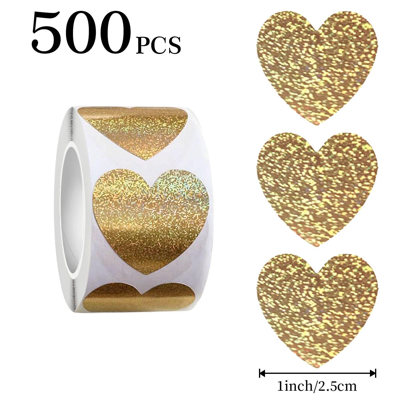 

500pcs/roll Heart-Shaped Glitter Labels,Self-Adhesive Stickers for Baking Packaging,Valentine s Day,Bridal Gifts,Easter Gifts one size fits all