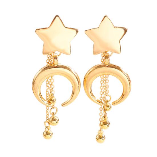Star And Crescent Moon Earrings Women Retro Dangle Drop Earrings Long Chain Tassel Earrings for Daily Wear Dates Street Party