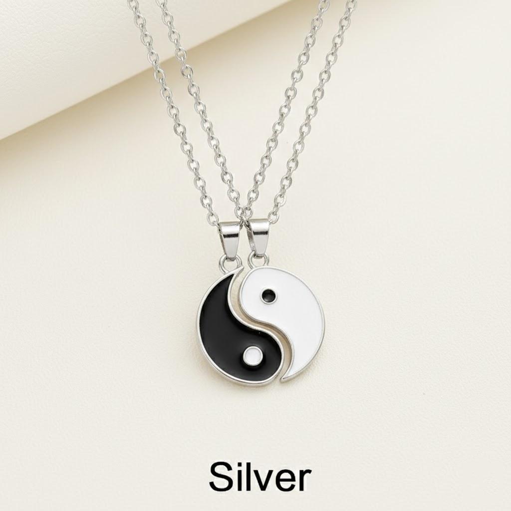 Exquisite Yin Yang Tai Chi Puzzle Couple Pendant Romantic Anniversary Gift Valentines Day Jewelry Necklace Set