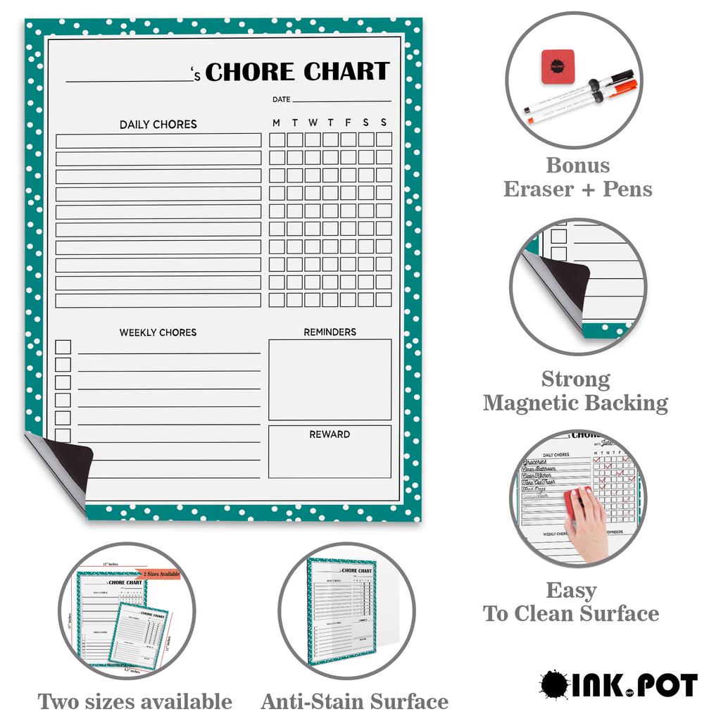 Inkdotpot Magnetic  Whiteboard Chore Chart Chore  Chart For  Refrigerator  - Dry Erase Behavior Chart For Kids