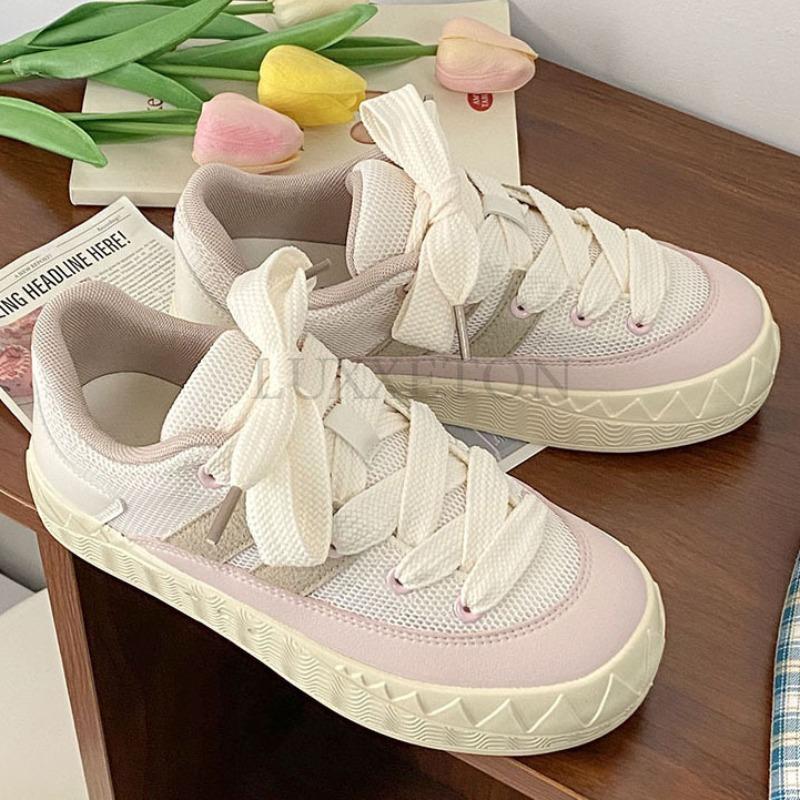 Women Sneakers Women's Lace Fashion Breathable Platform Thick Bottom Female Casual Black White Shoes Up Vulcanized Shoe